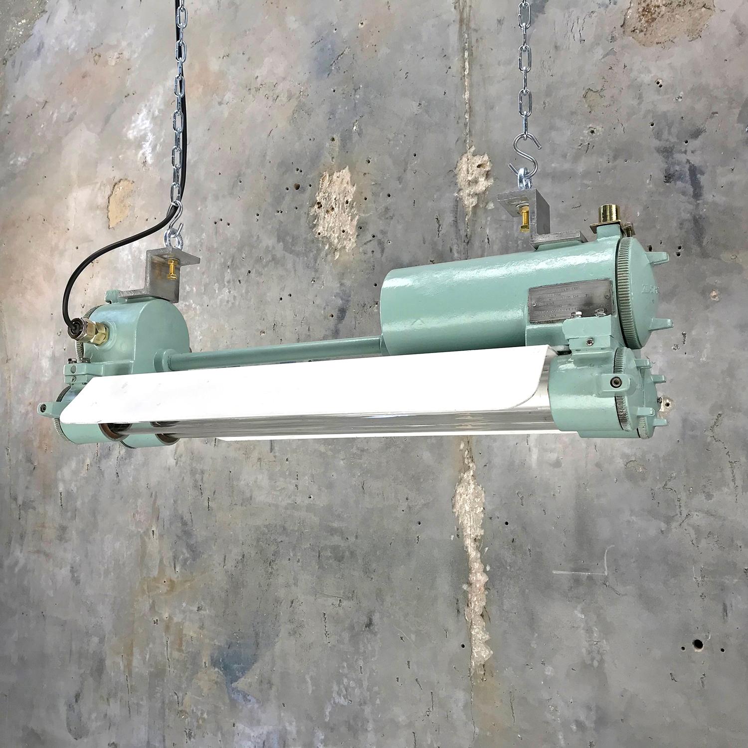 1970s Cast Aluminum, Brass and Glass Industrial Flame Proof LED Strip Light 1