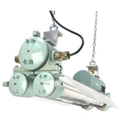 1970s Cast Aluminum, Brass and Glass Industrial Flame Proof LED Strip Light