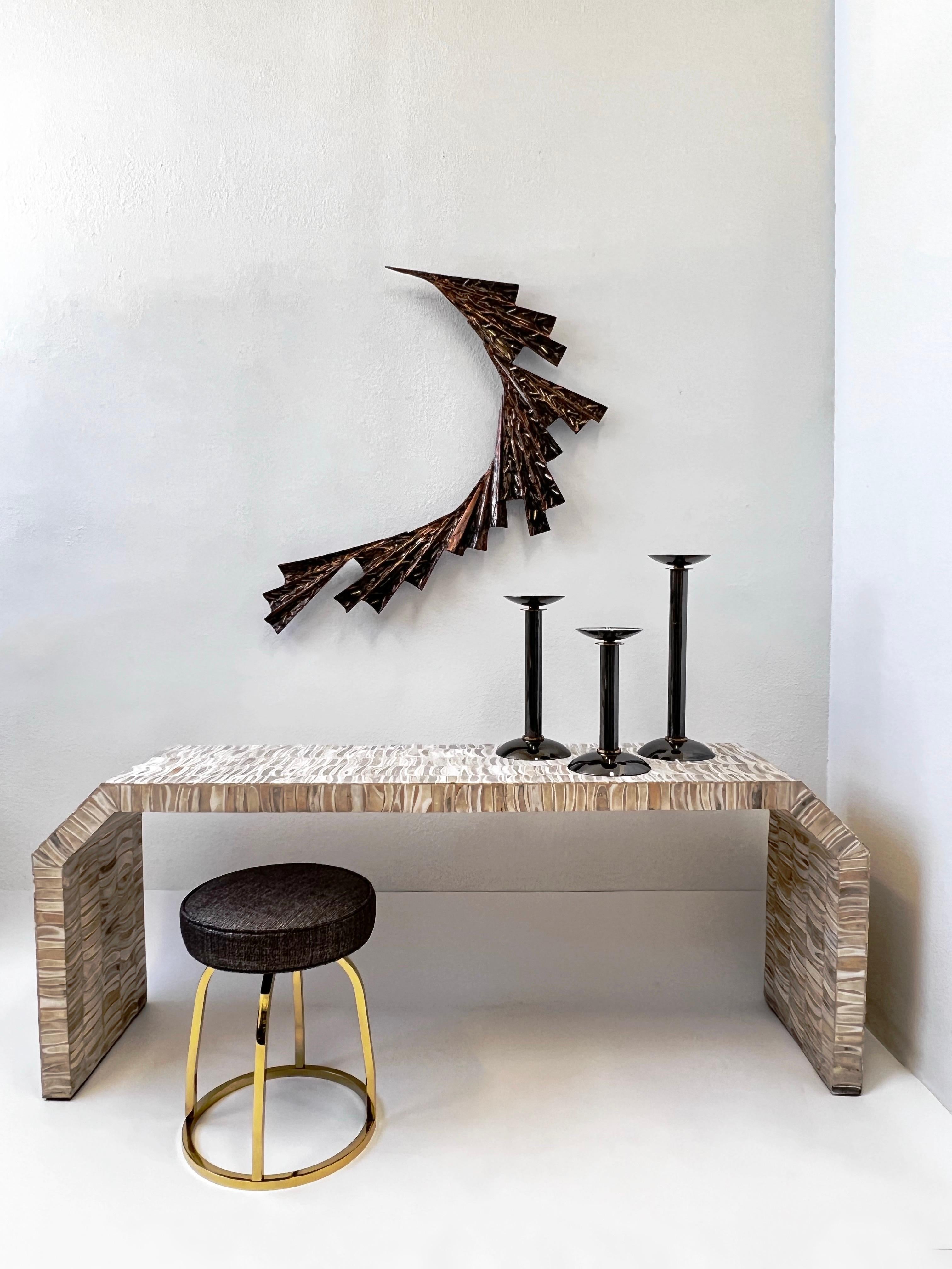1970’s Cast Aluminum Copper Abstract Wall Sculpture For Sale 3
