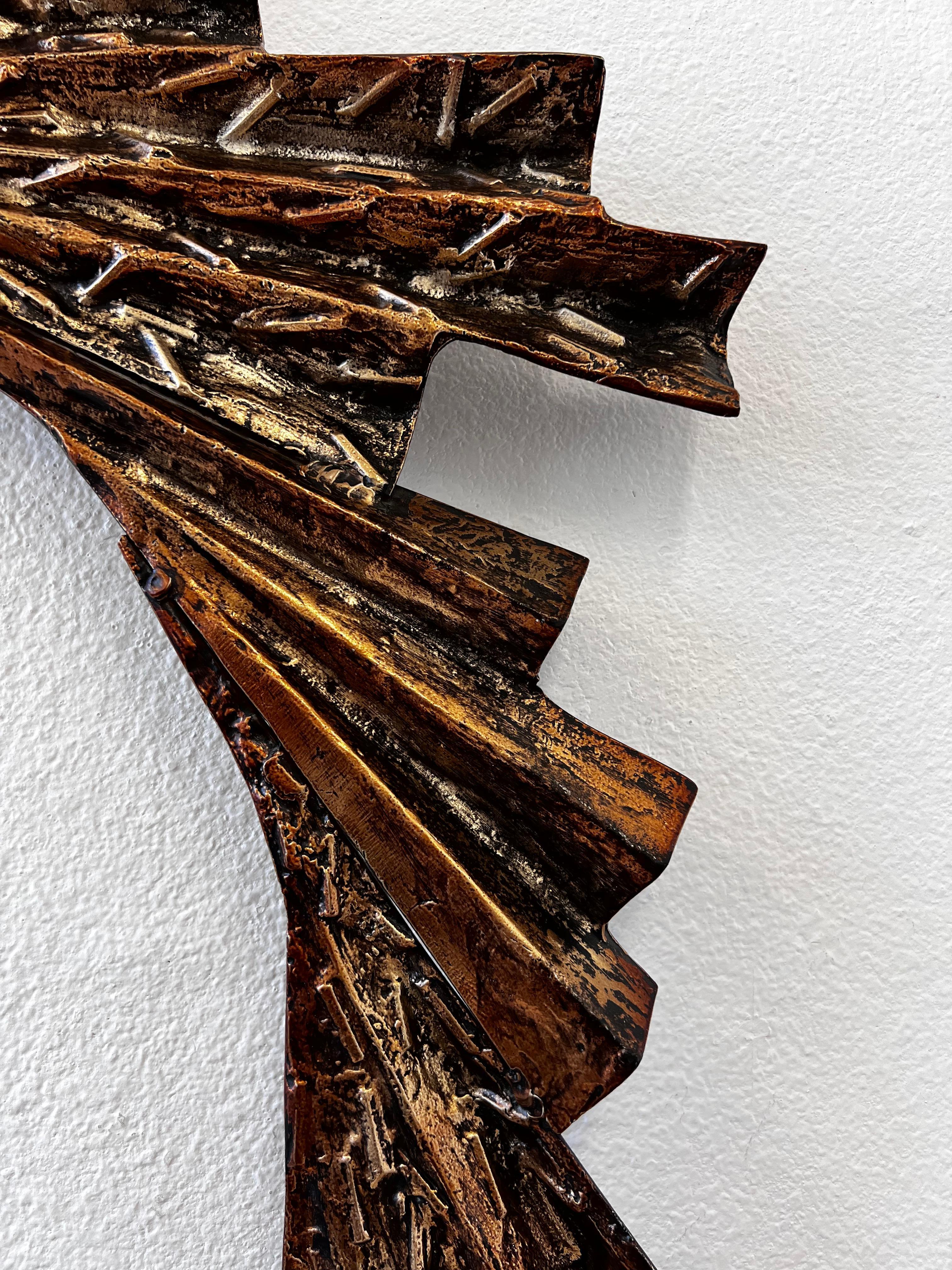 American 1970’s Cast Aluminum Copper Abstract Wall Sculpture For Sale
