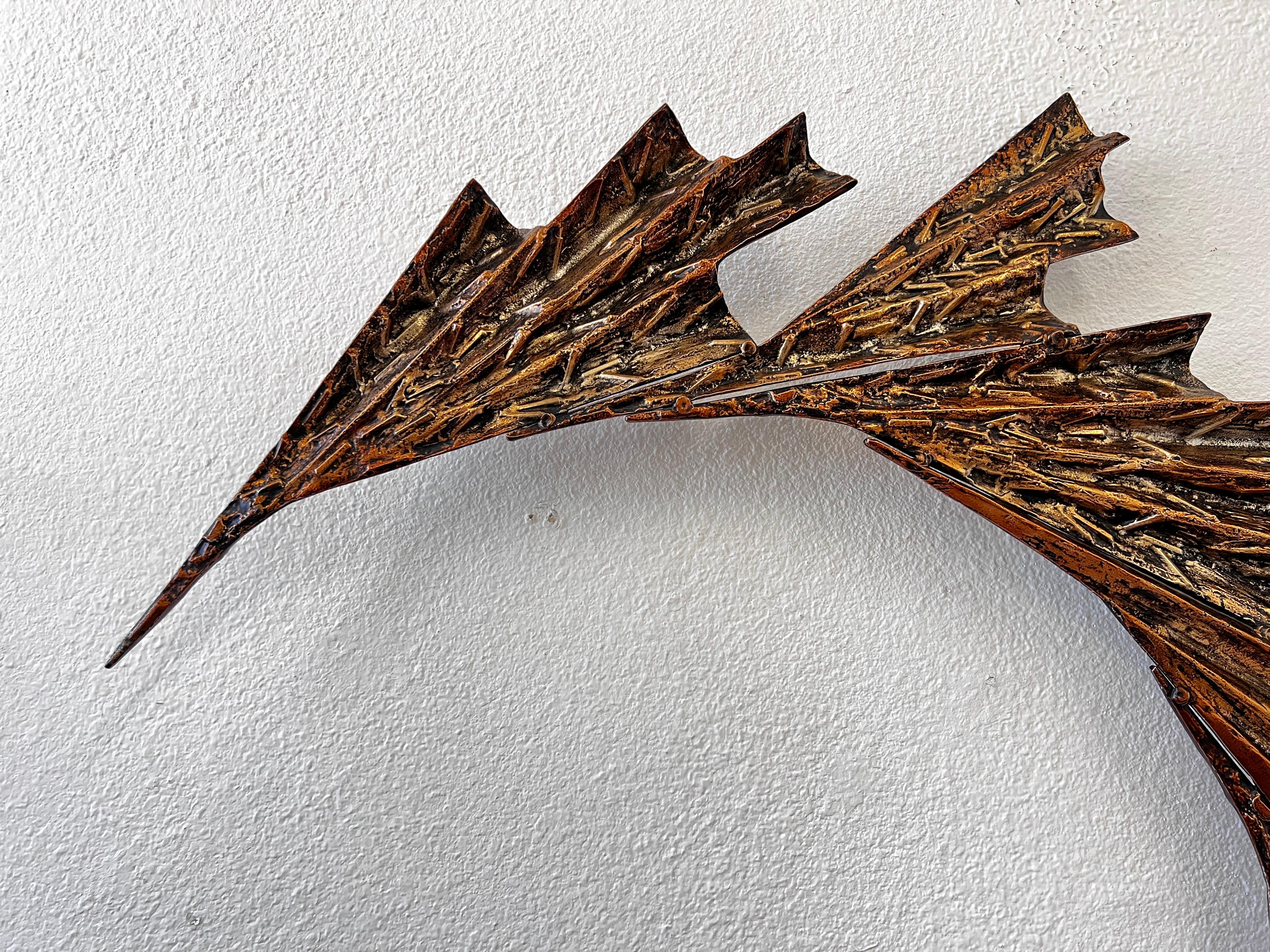 Hand-Crafted 1970’s Cast Aluminum Copper Abstract Wall Sculpture For Sale