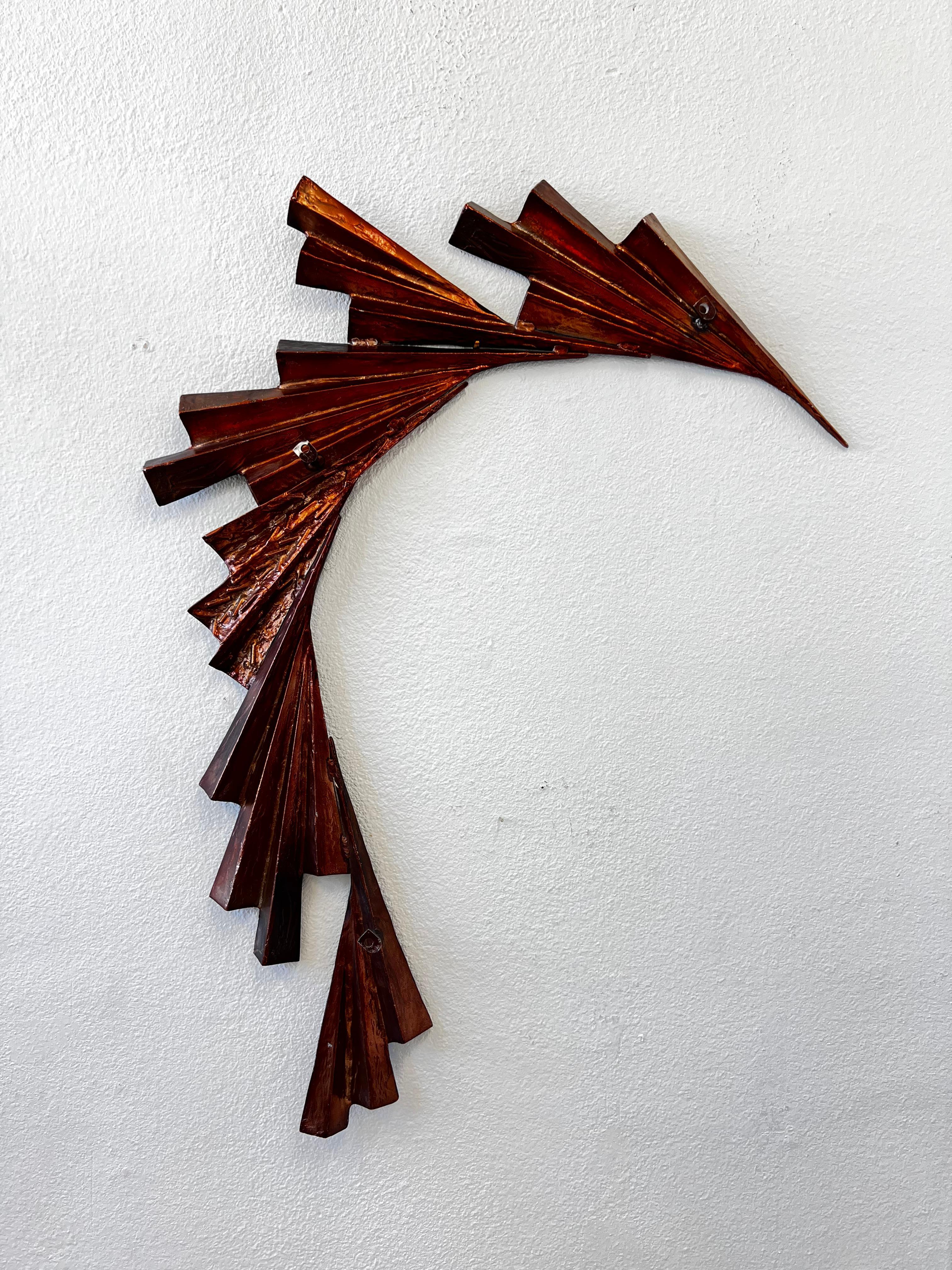 Late 20th Century 1970’s Cast Aluminum Copper Abstract Wall Sculpture For Sale