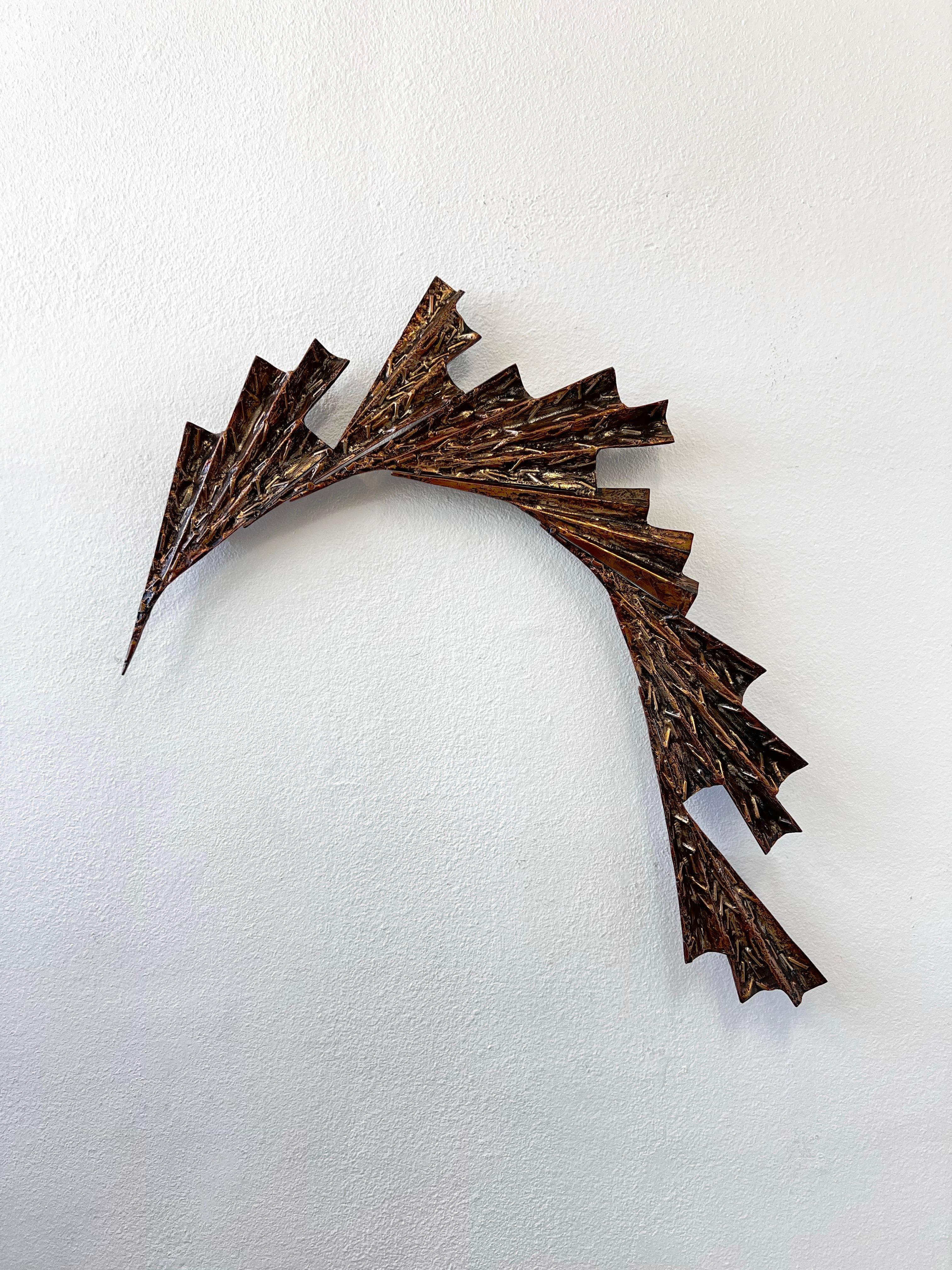 1970’s Cast Aluminum Copper Abstract Wall Sculpture For Sale 1