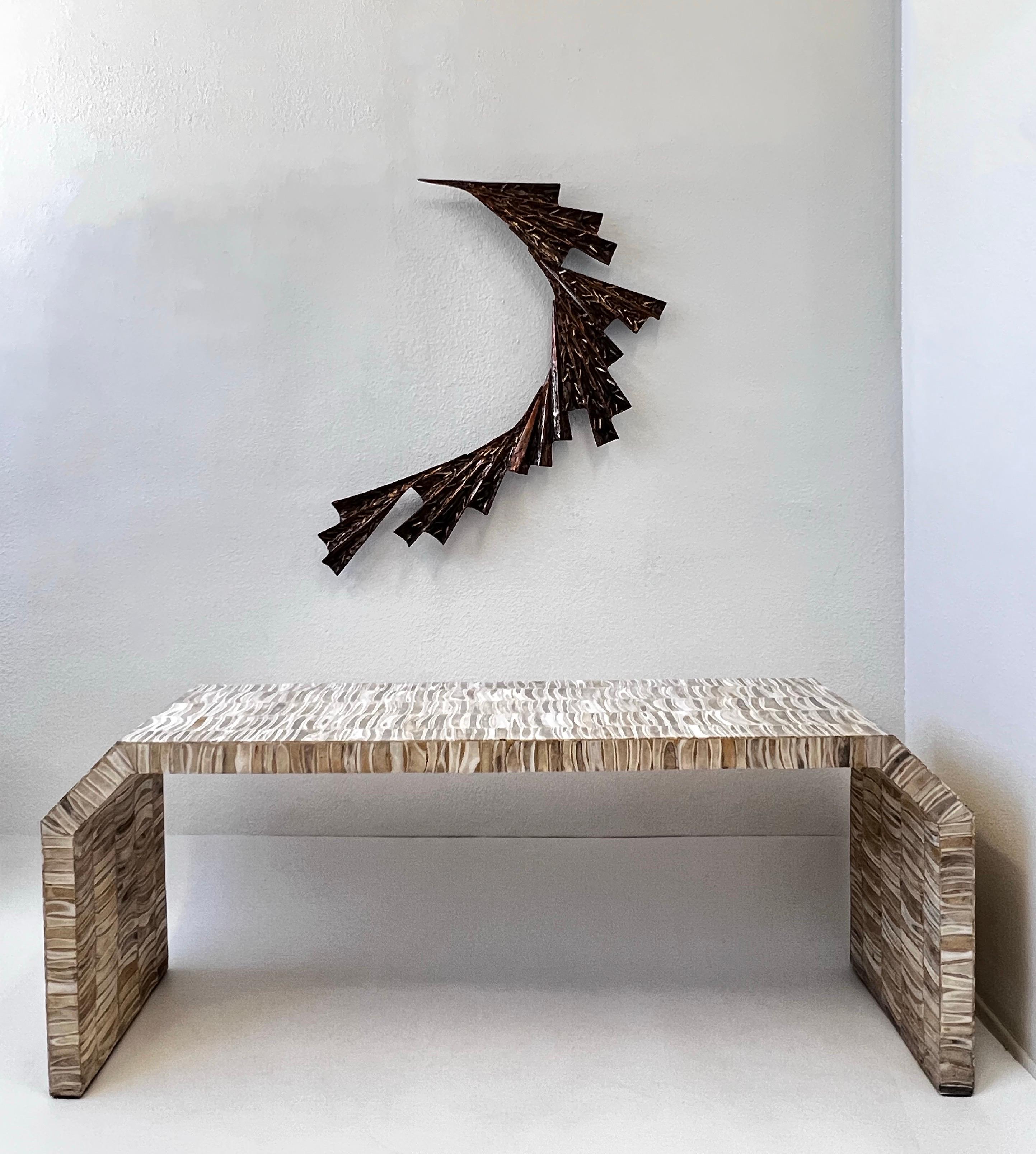 1970’s Cast Aluminum Copper Abstract Wall Sculpture For Sale 2