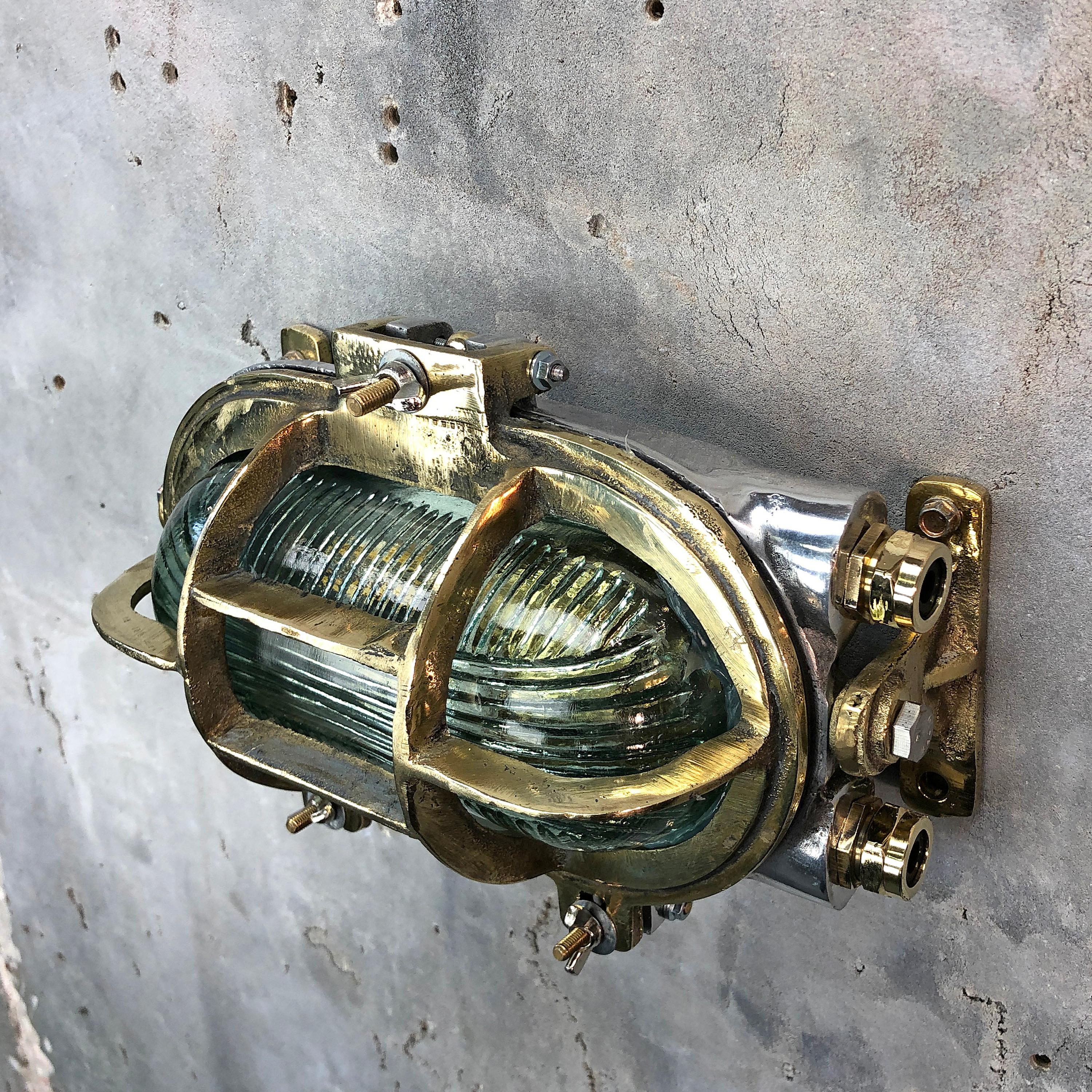 1970s Cast Brass and Aluminium Wall Light with Prismatic Glass and Tilt Function 4