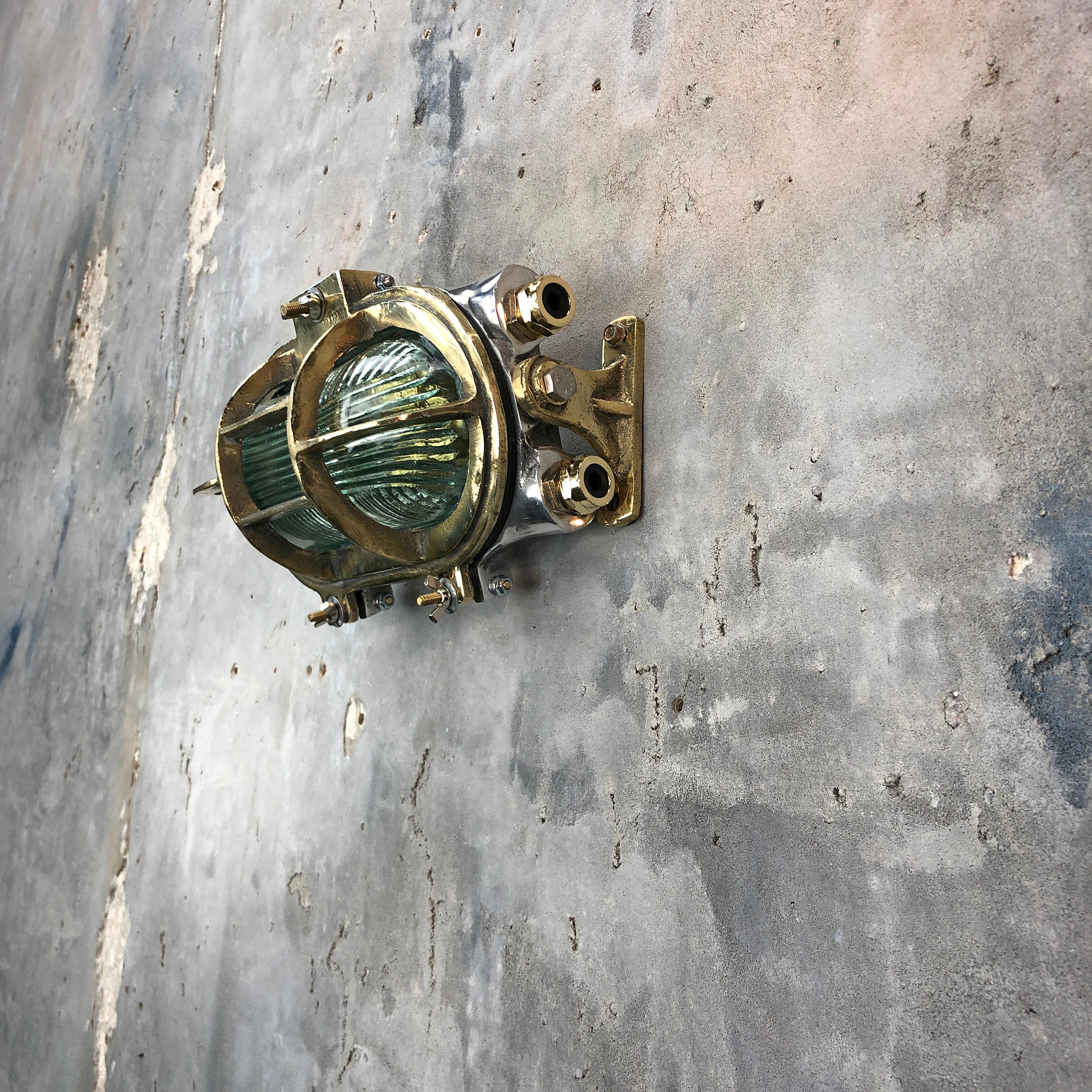 1970s Cast Brass and Aluminium Wall Light with Prismatic Glass and Tilt Function 7