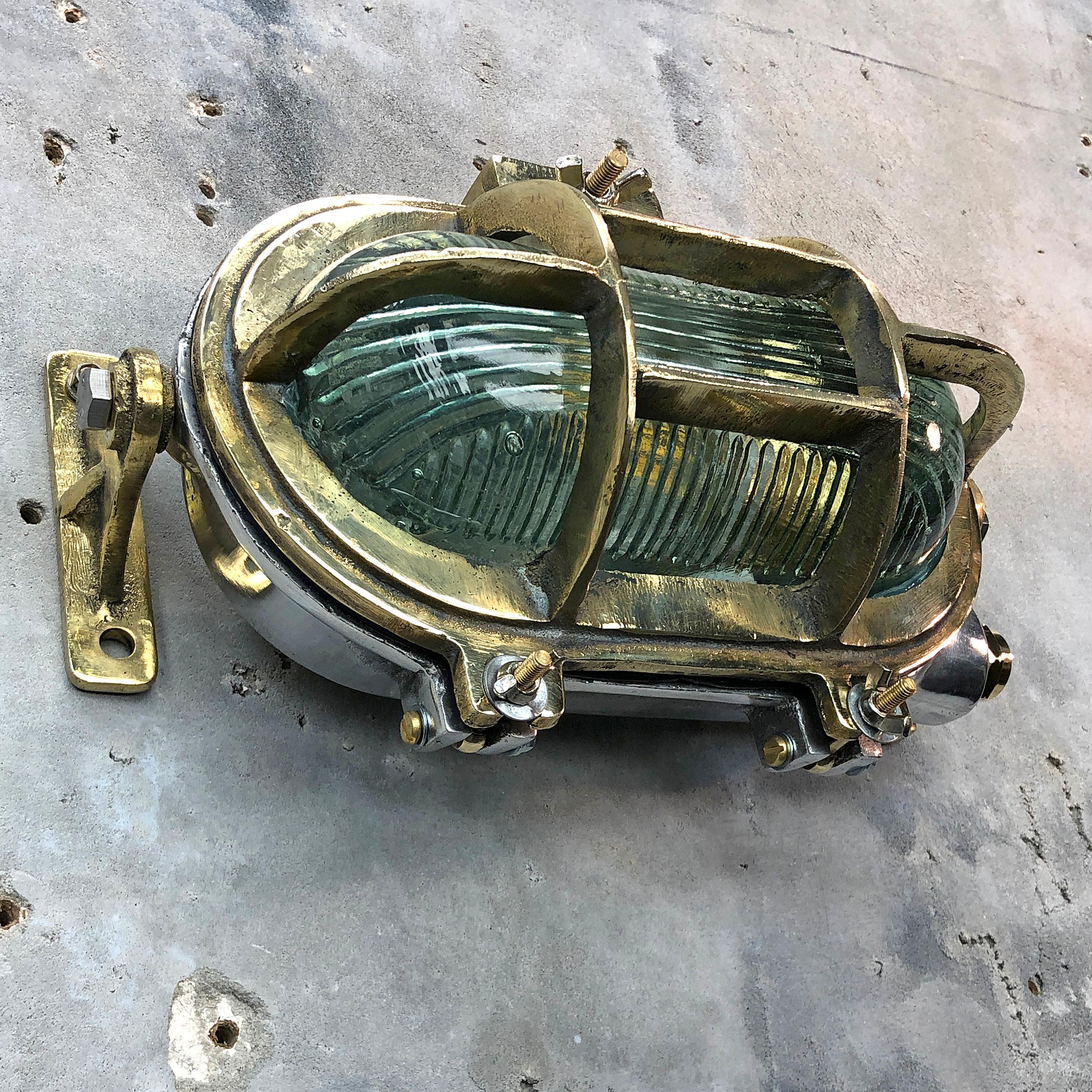 1970s Cast Brass and Aluminium Wall Light with Prismatic Glass and Tilt Function 1