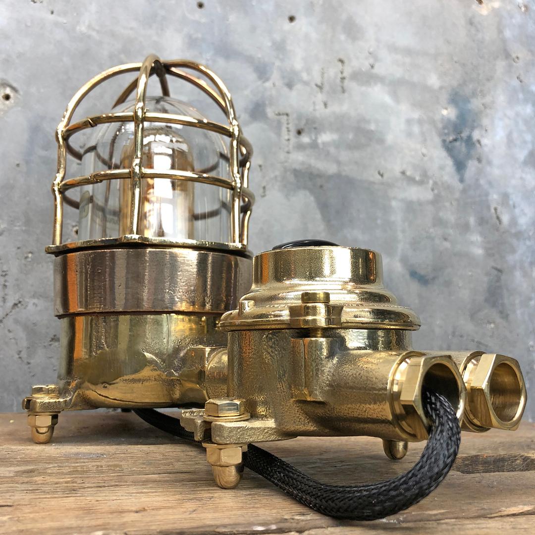 Tempered 1970s Cast Brass and Bronze Explosion Proof Table Lamp with Isolator Switch For Sale