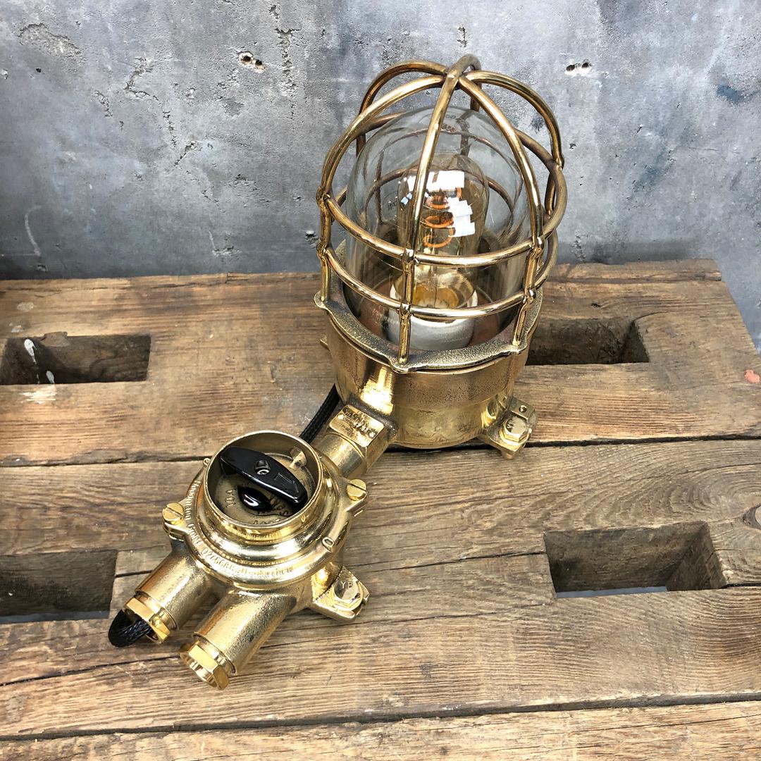 Late 20th Century 1970s Cast Brass and Bronze Explosion Proof Table Lamp with Isolator Switch For Sale