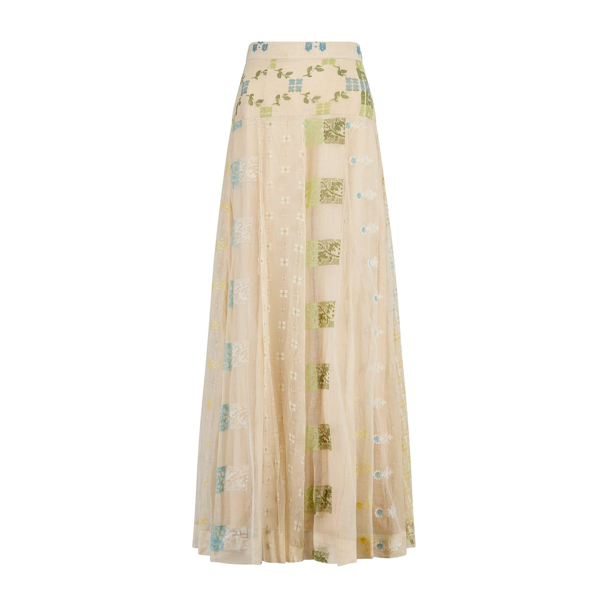 1970s Catherine Buckley Patchwork Cream Skirt and Jacket In Excellent Condition For Sale In London, GB