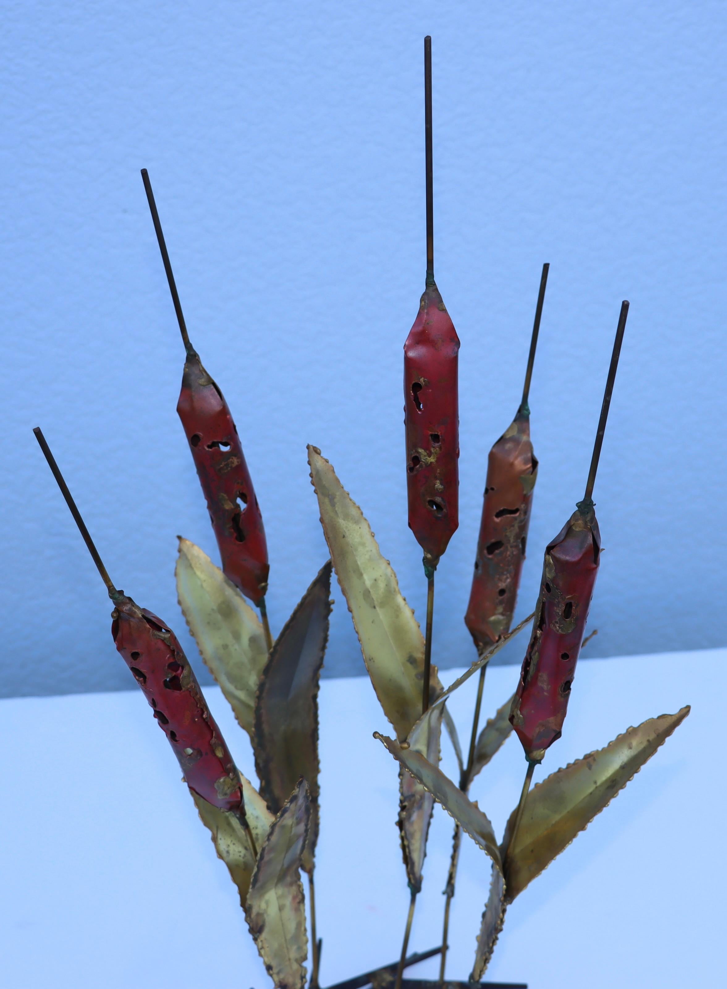 1970's Cattails Brutalist Table Sculpture 1