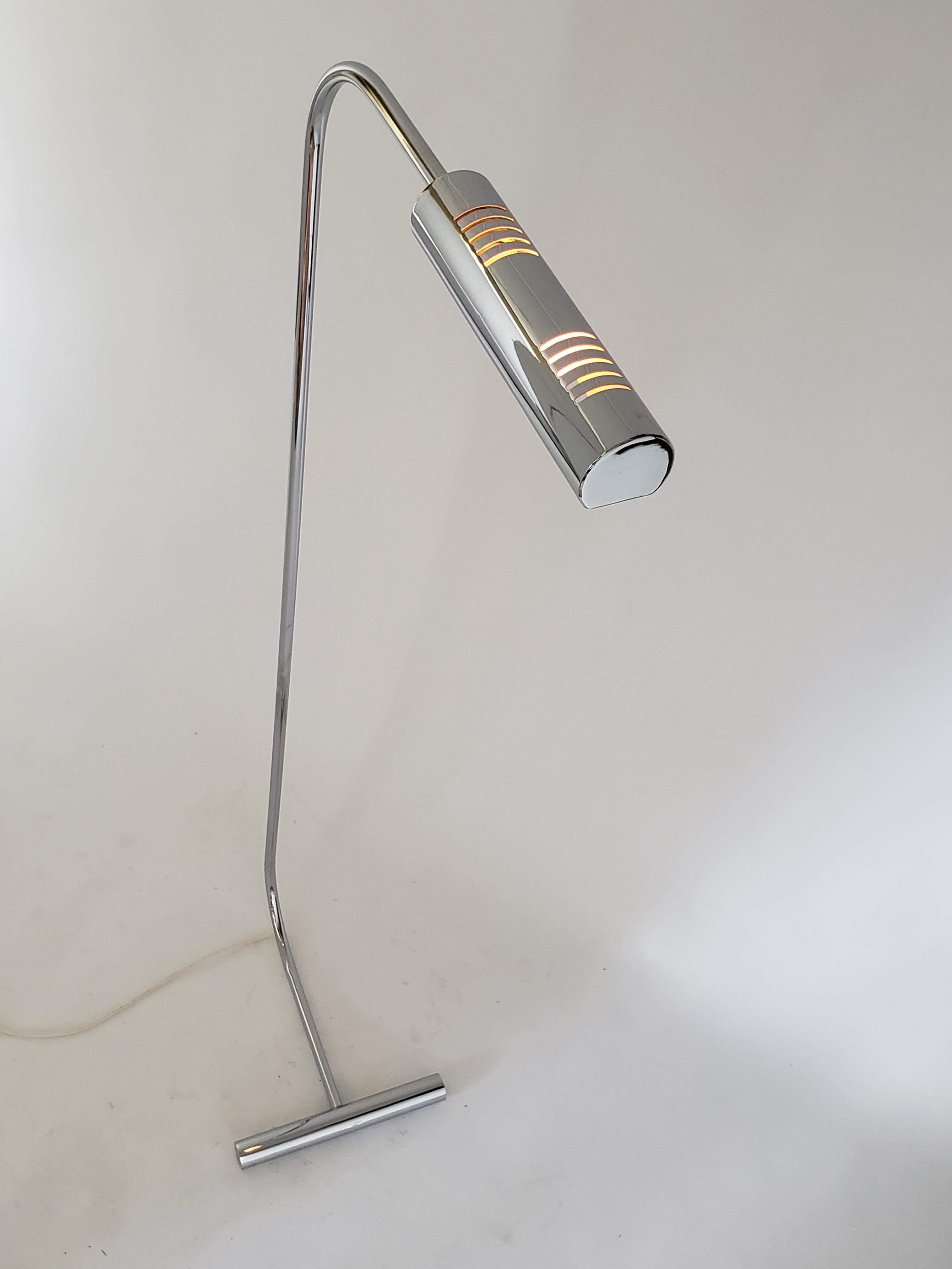 American 1970s Cedric Hartman Style Chrome Floor Lamp, USA