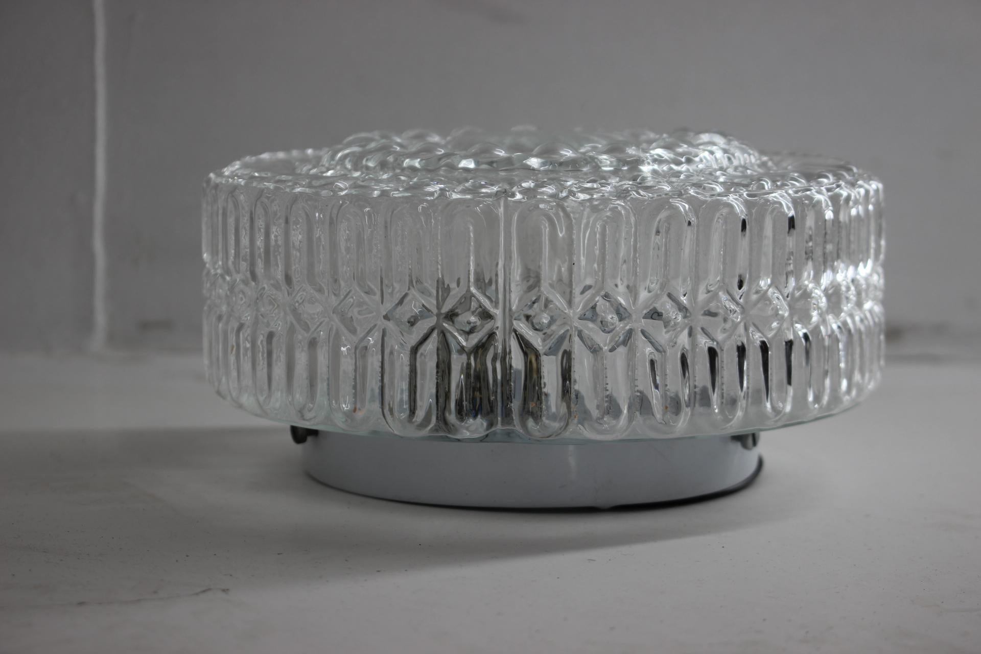 1970s Ceiling or Wall Glass Lamp, Czechoslovakia For Sale 1