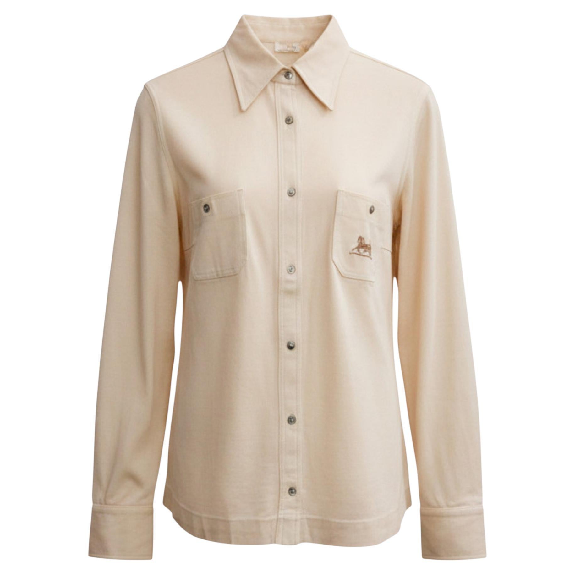 Camisa de punto beige Celine de los años 70