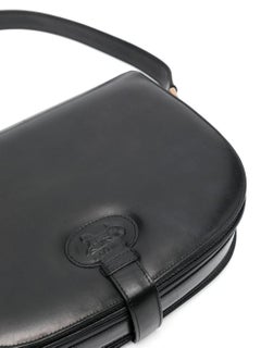 1970s Celine Black Leather Carriage Shoulder Bag
