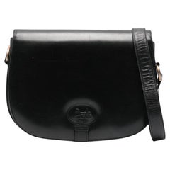 1970s Celine Black Leather Carriage Shoulder Bag