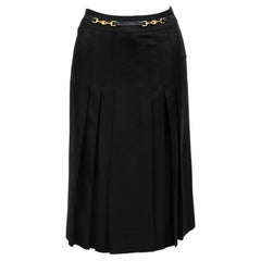 1970s Celine Black Pleated Skirt