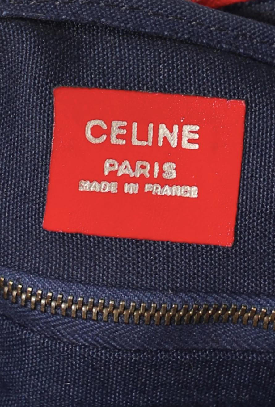 1970s Celine Blue and Red Triomphe Shoulder Bag For Sale 5