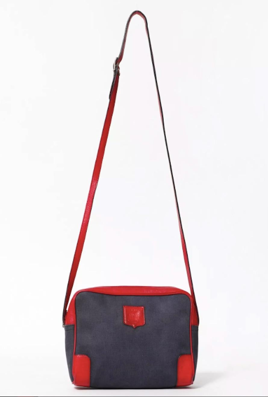 Women's 1970s Celine Blue and Red Triomphe Shoulder Bag For Sale