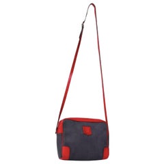 1970s Celine Blue and Red Triomphe Shoulder Bag