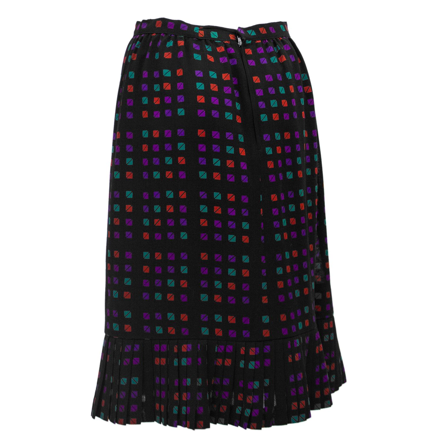 Black 1970s Celine Geometric Skirt  For Sale