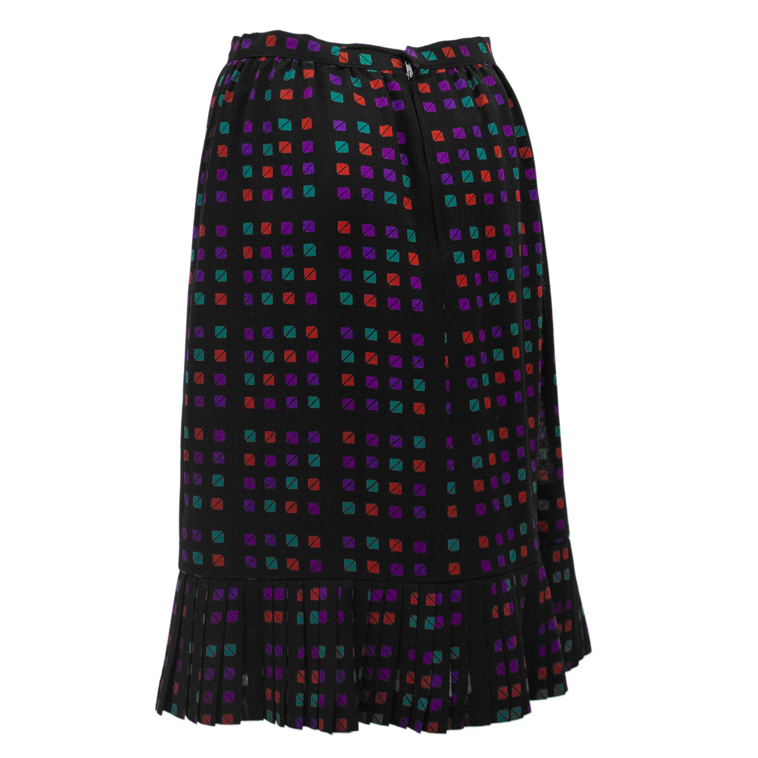 Black 1970s Celine Geometric Skirt For Sale