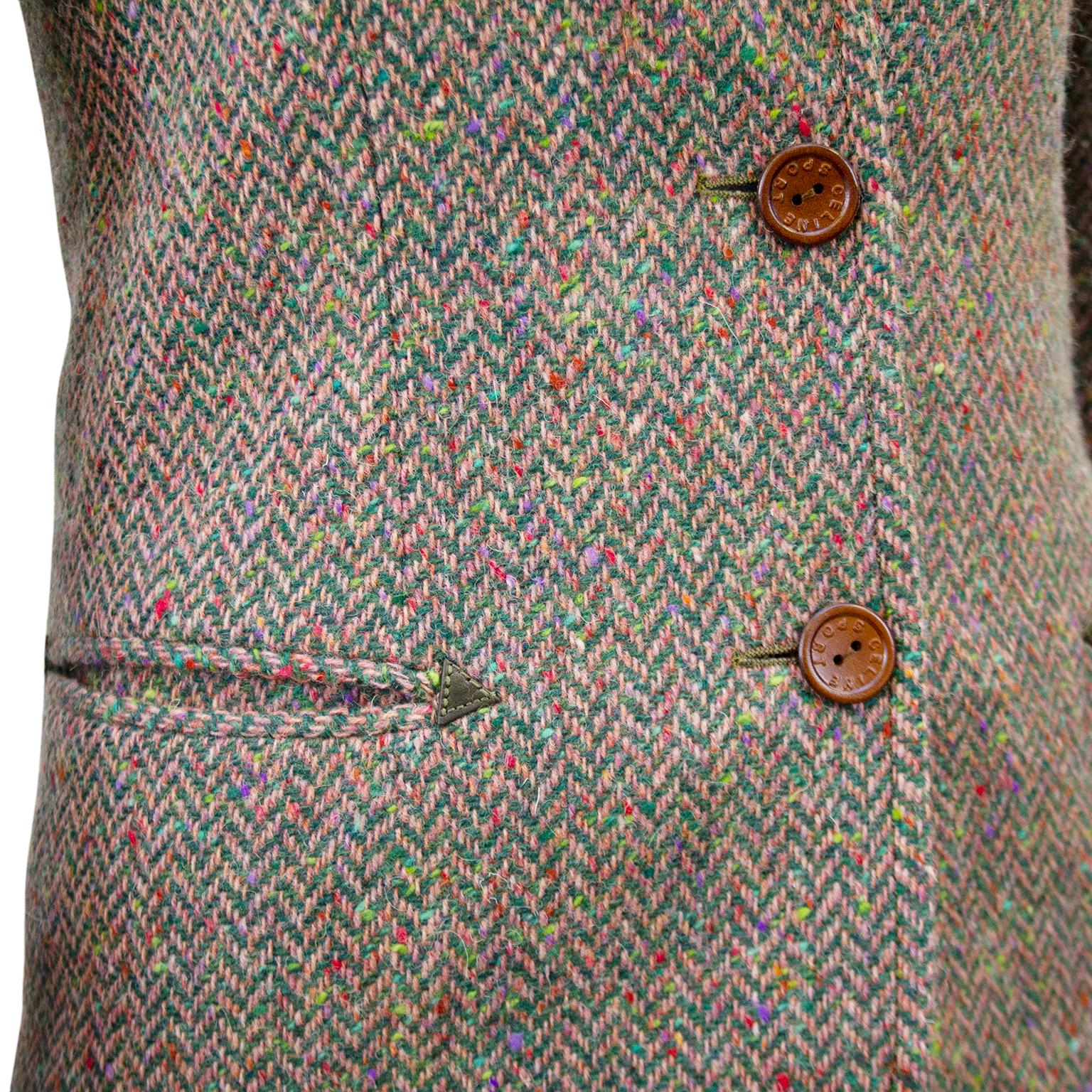 Tailleur jupe en laine à chevrons Céline des années 1970  en vente 1