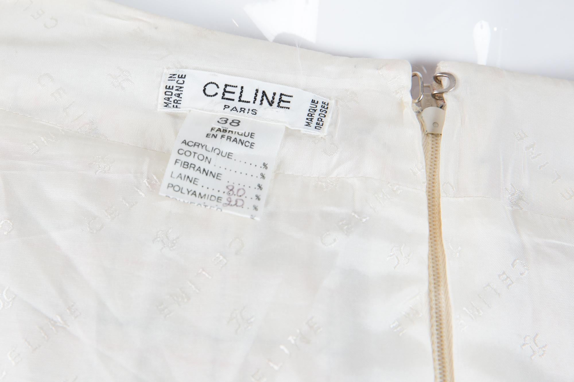 1970s Celine Iconic Ivory Wool Pleated Skirt  In Excellent Condition In Paris, FR