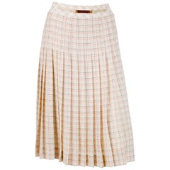 1970s Celine Iconic Ivory Wool Pleated Skirt 