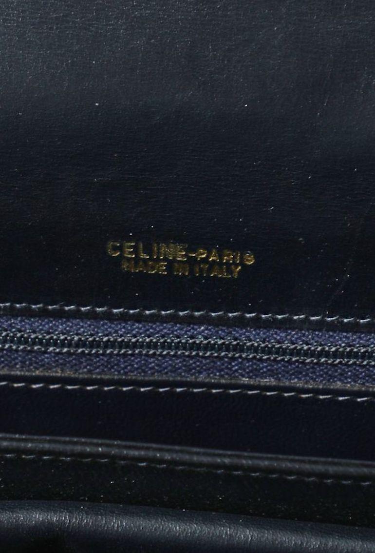 1970s Celine Navy Monogram Caleche Bag 2