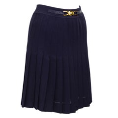 1970s Celine Navy Pleated Skirt