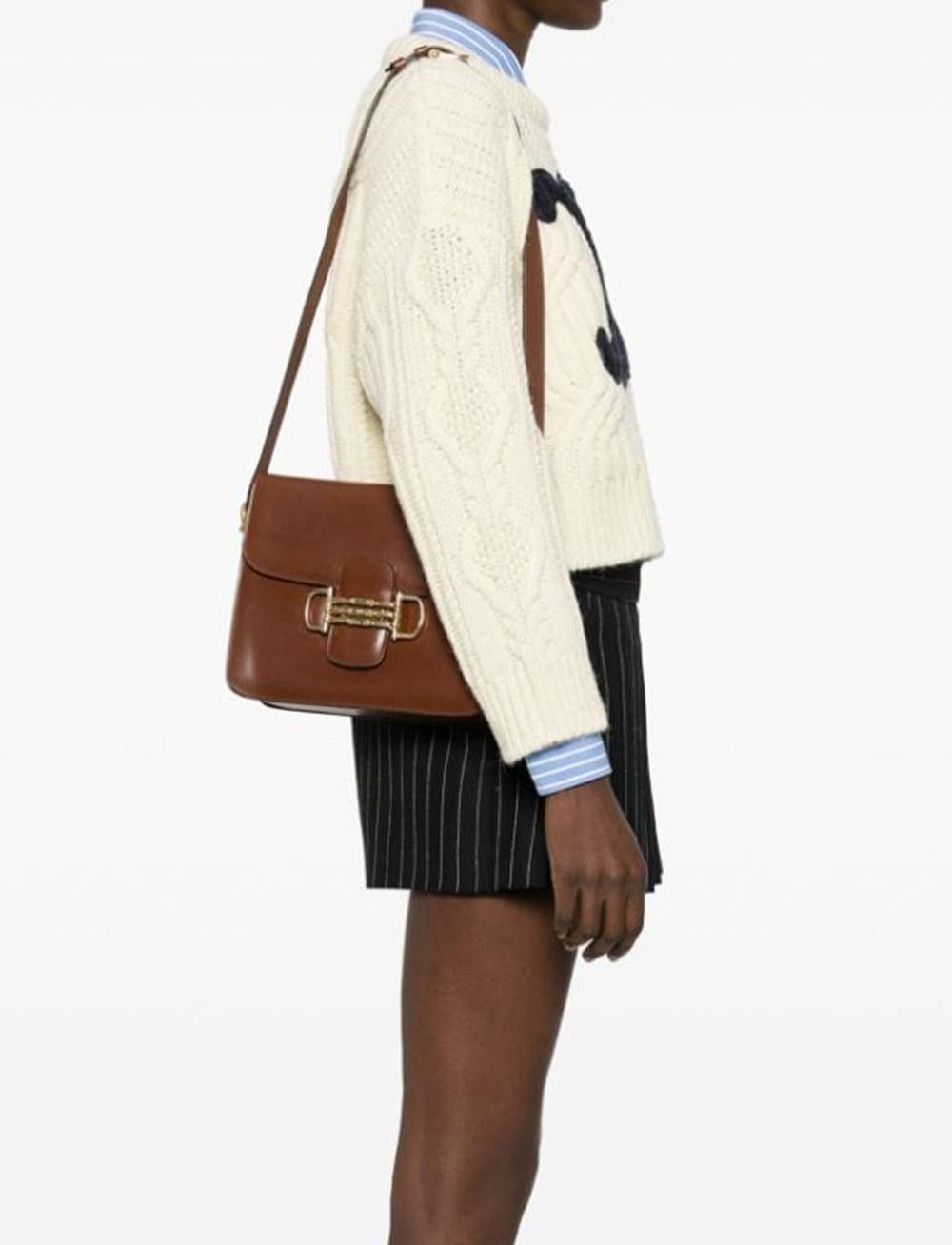 Women's or Men's 1970s Celine Nut Box Leather Shoulder Bag