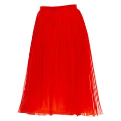 1970S CELINE Falda microplisada de gasa de seda caqui