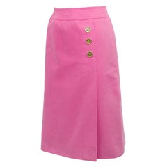 1970s Celine Pink Cotton Denim Wrap Skirt