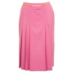 Retro 1970s Celine Pink Pleated Wool Skirt 