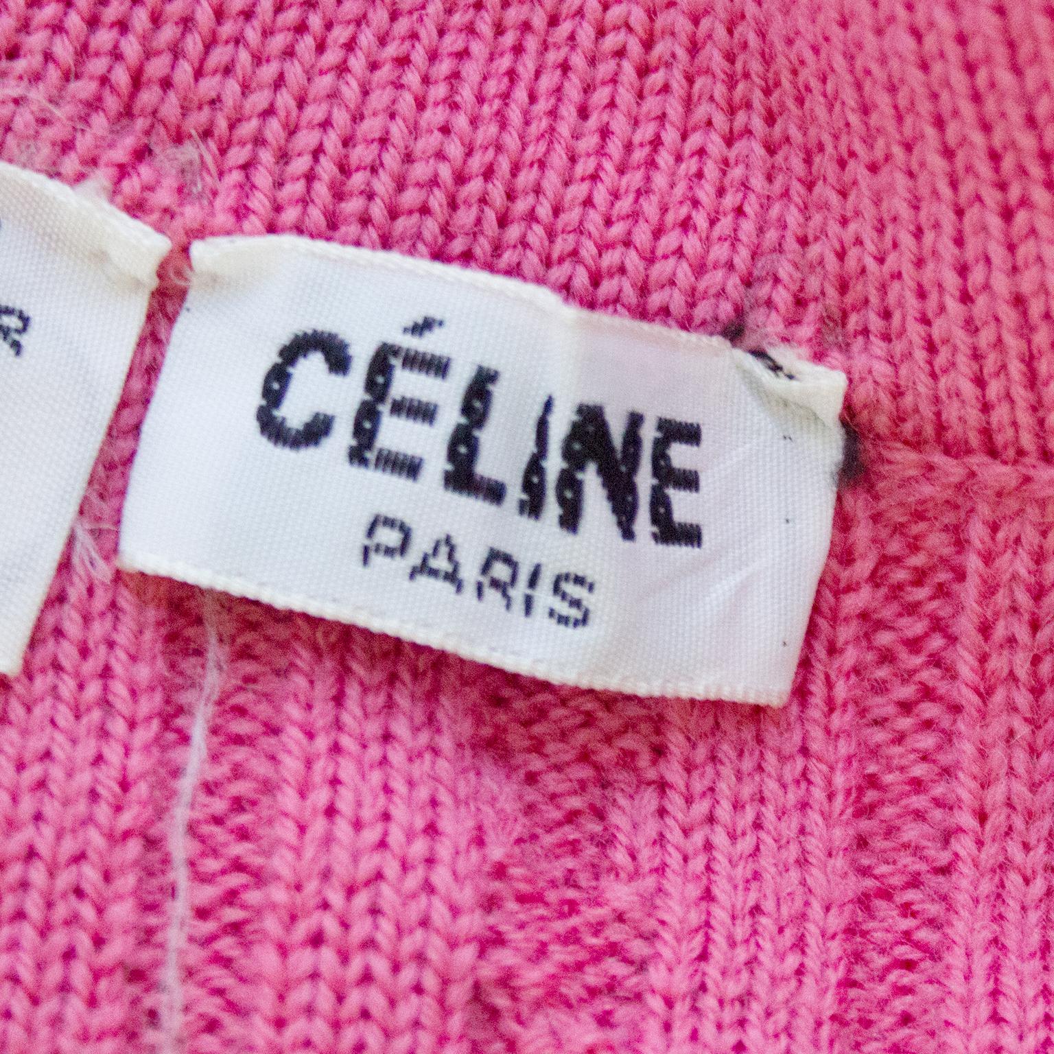 1970s Celine Pink Wool Cable Knit Cardigan  Pour femmes en vente