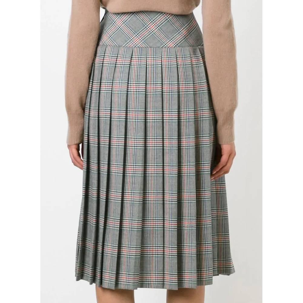 Gray 1970s Céline Prince Of Wales Skirt