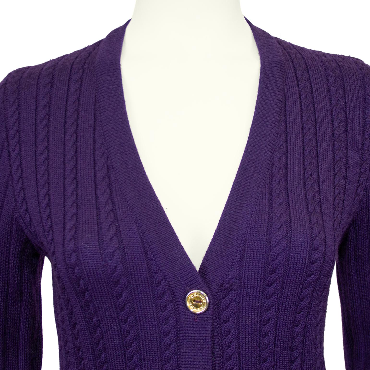 1970s Celine Purple Skirt and Sweater Ensemble For Sale 2