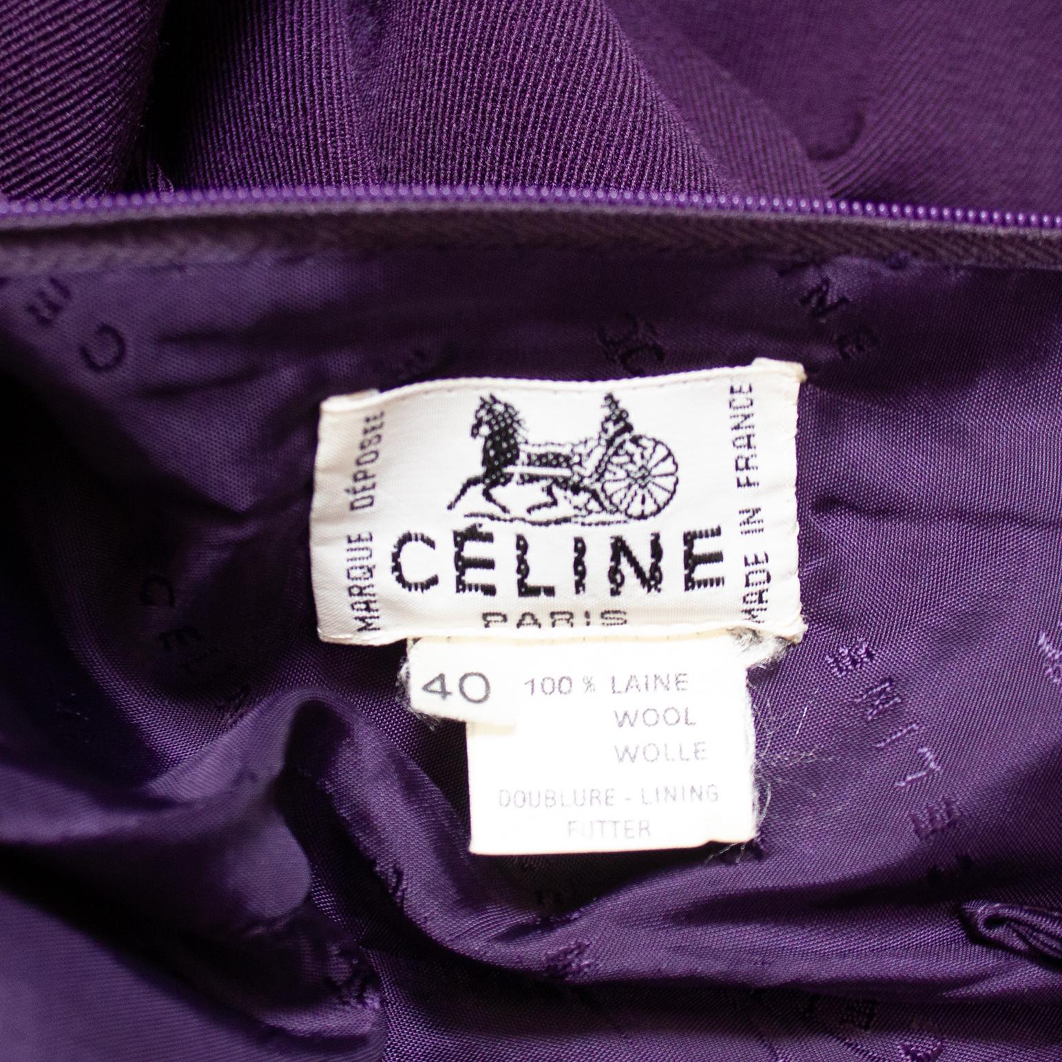 1970s Celine Purple Skirt and Sweater Ensemble For Sale 4