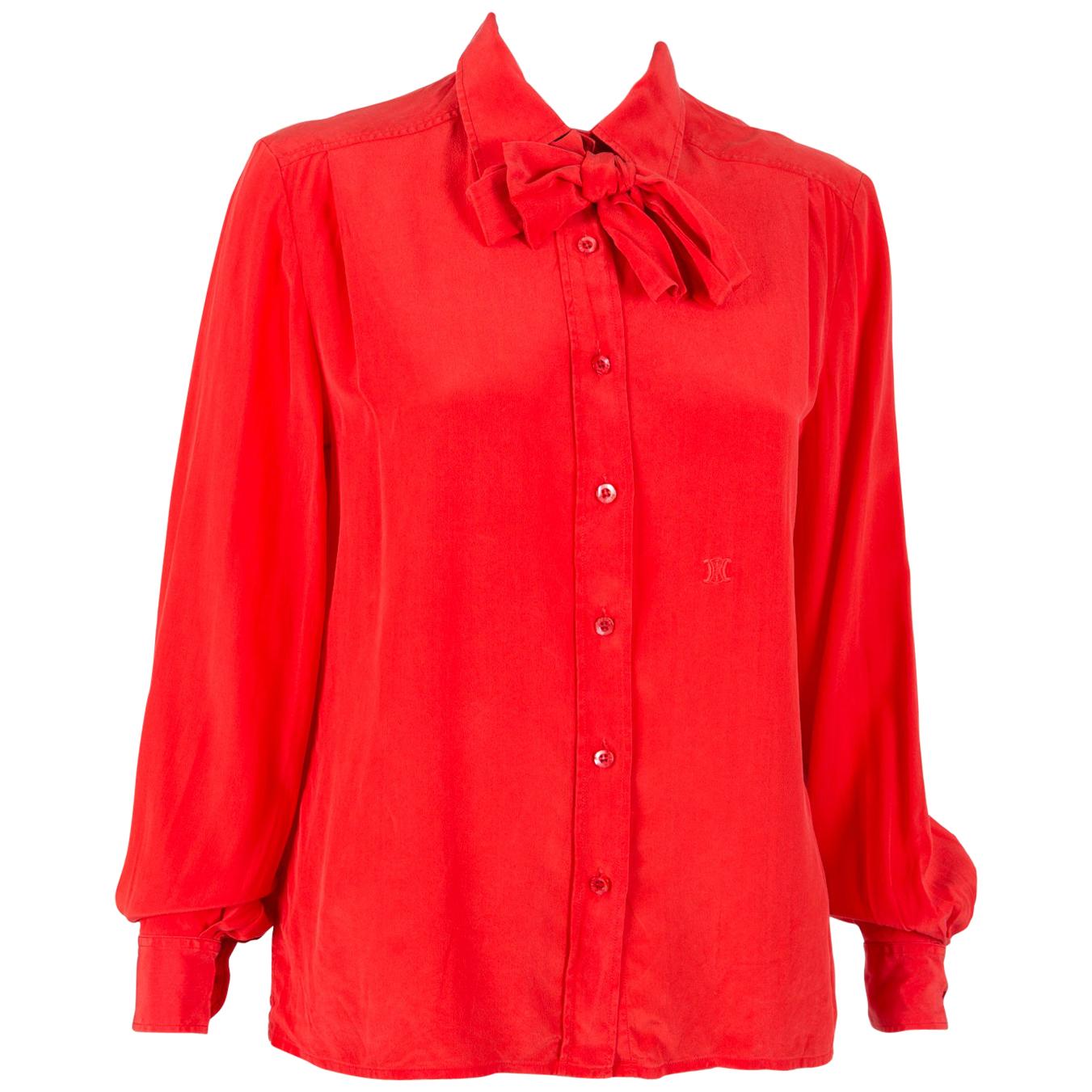 1970s Celine Red Silk Shirt