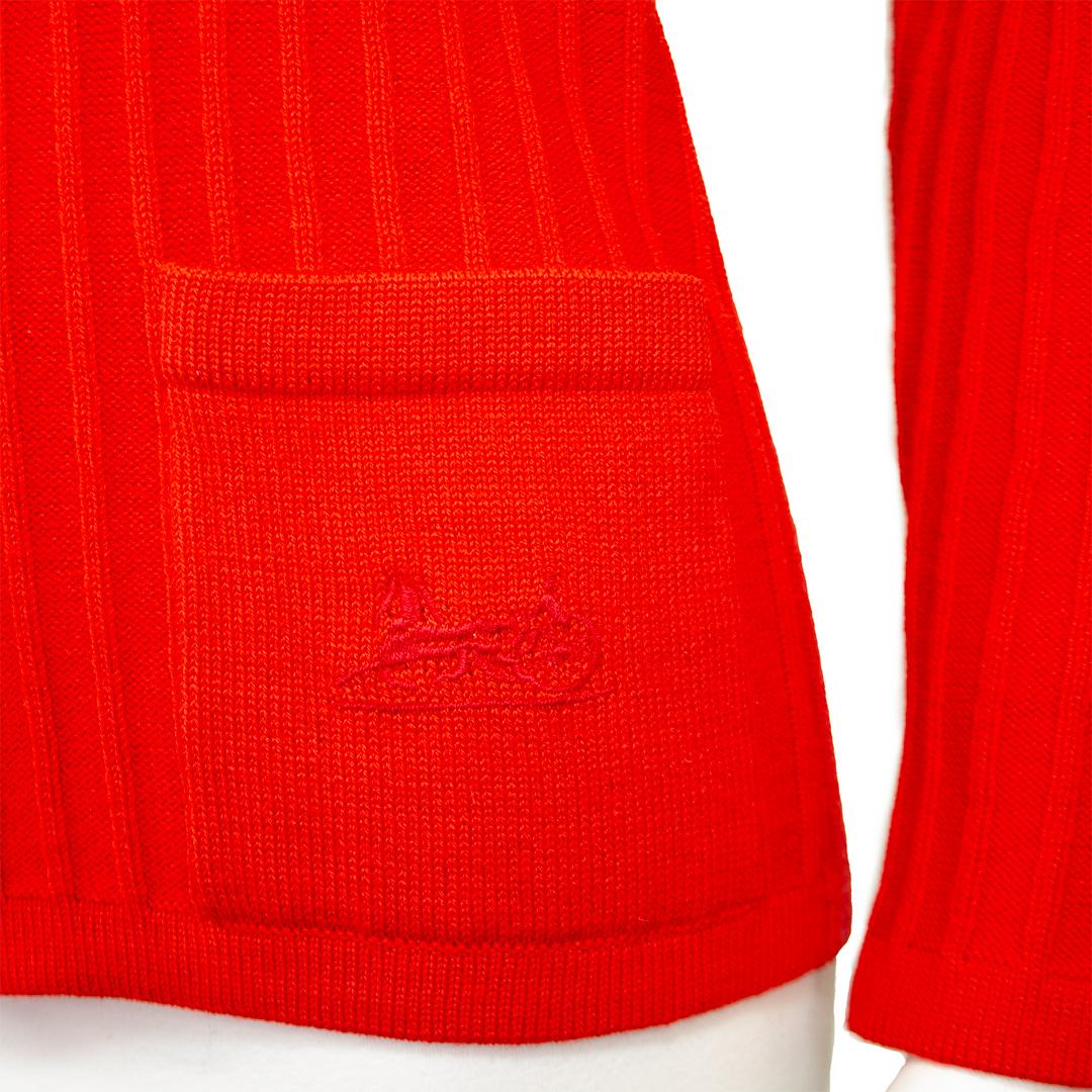Celine Cardigan en maille de laine rouge avec chaînes, années 1970 Unisexe en vente