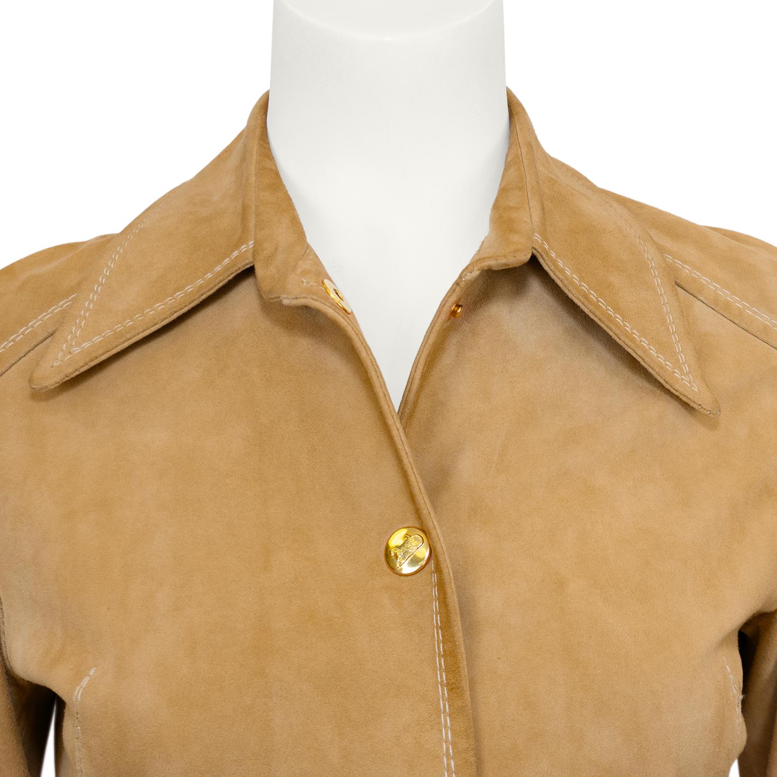 Women's 1970s Celine Tan Suede Lightweight Jacket  For Sale