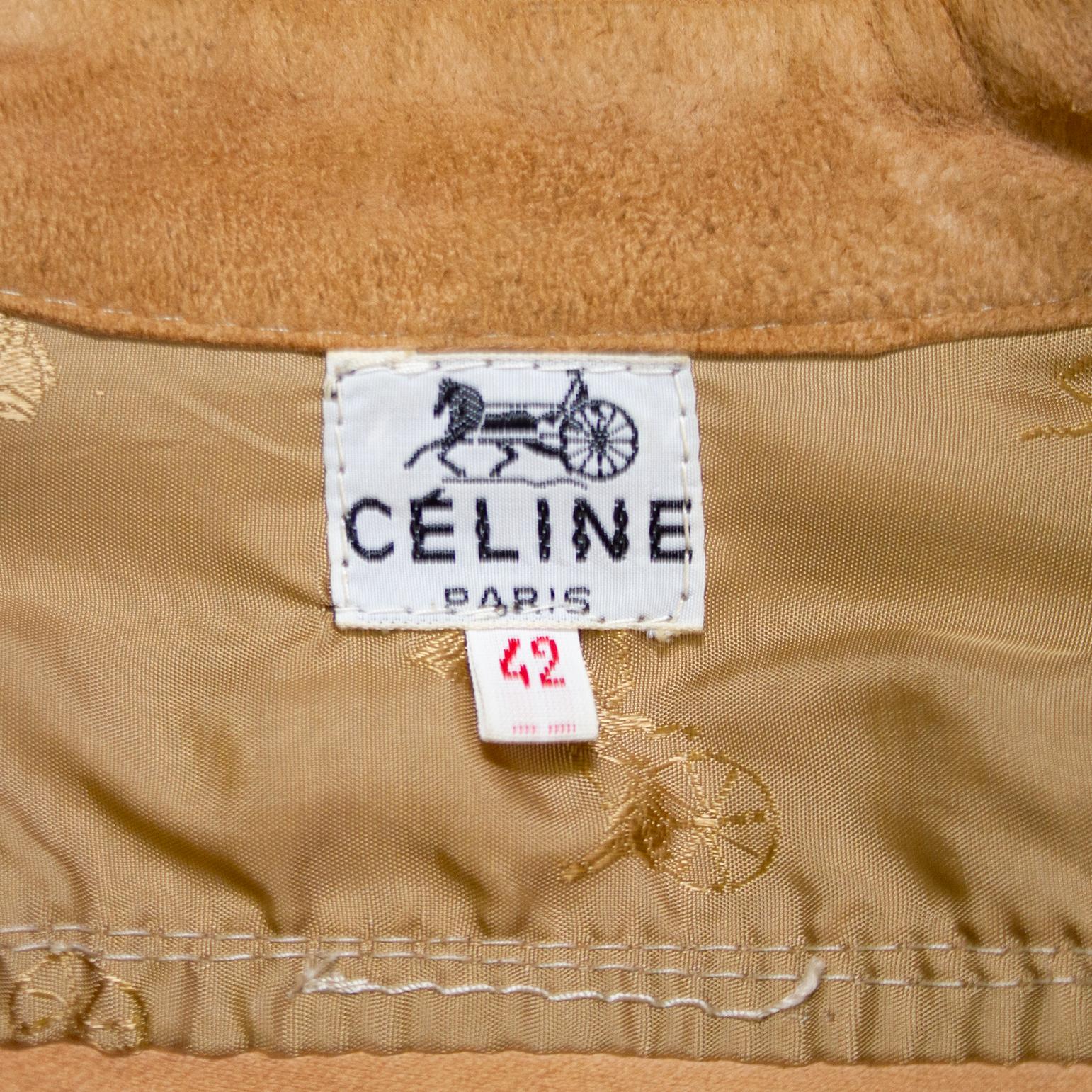 1970s Celine Tan Suede Lightweight Jacket  For Sale 2