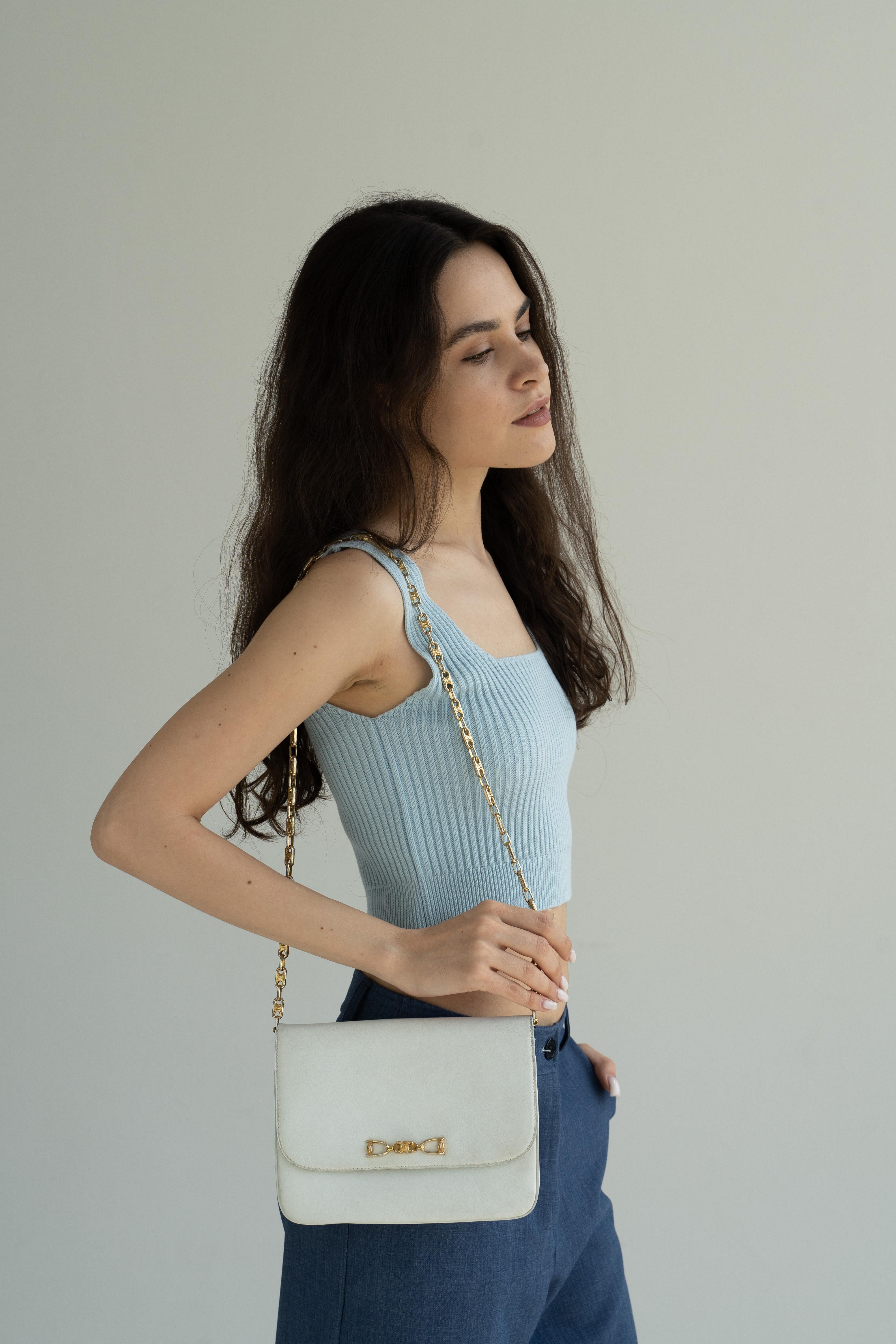 Celine, sac à bandoulière vintage en cuir, années 1970 en vente 1