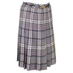 1970s Celine Wool Plaid Skirt