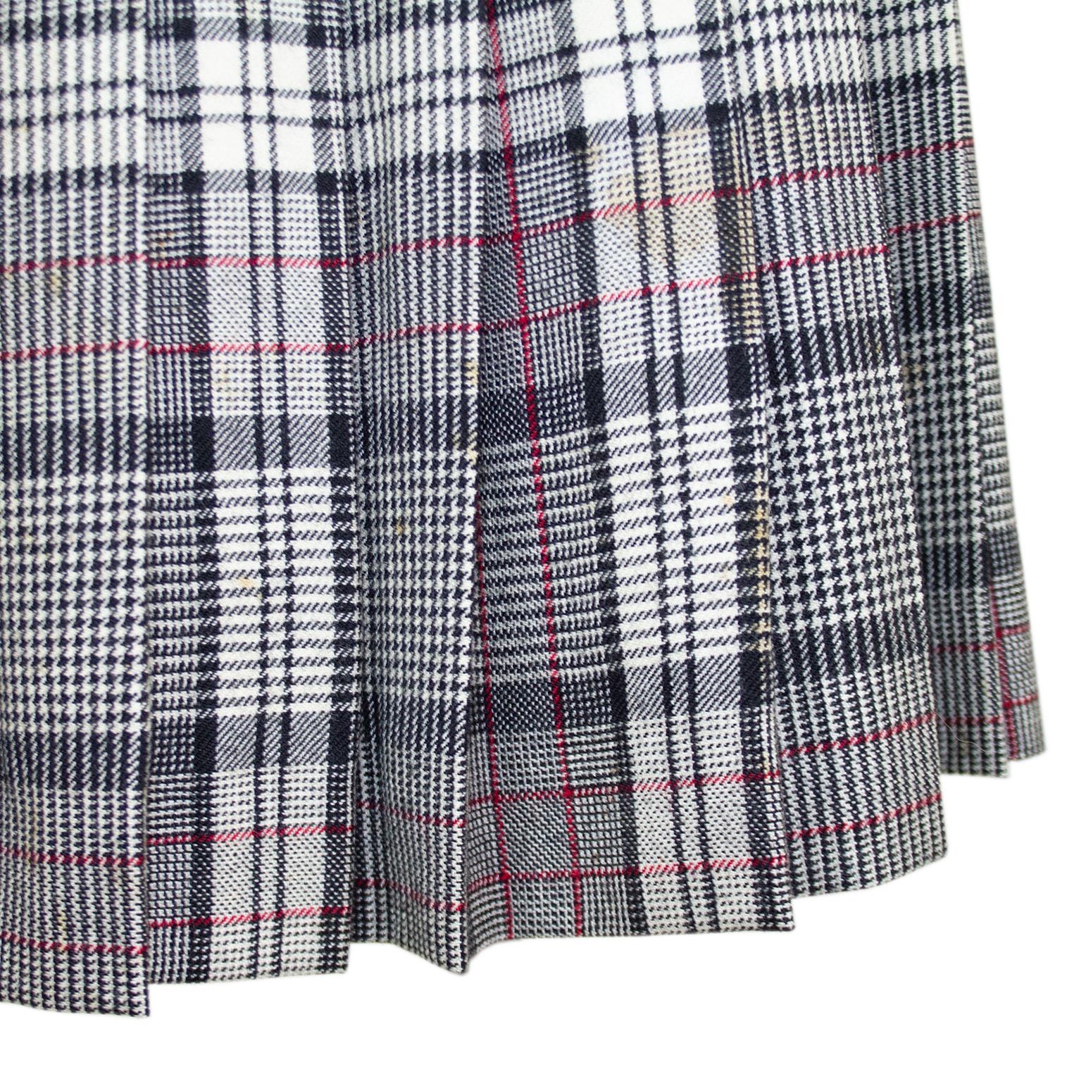 1970s Celine Wool Plaid Skirt For Sale 1