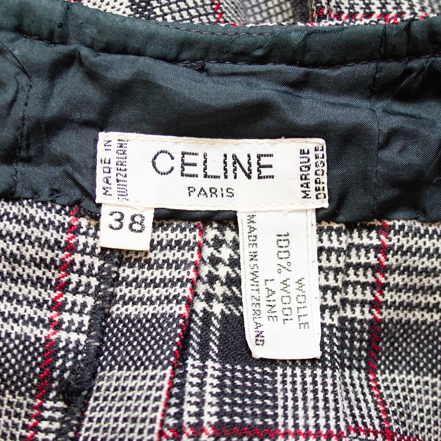 1970s Celine Wool Plaid Skirt For Sale 2