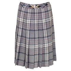 1970s Celine Wool Plaid Skirt
