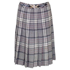 Retro 1970s Celine Wool Plaid Skirt