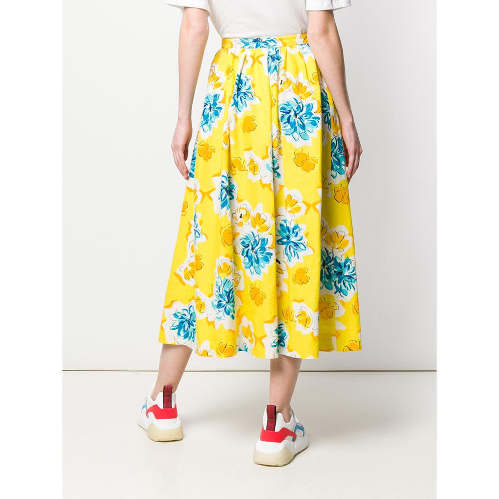 1970s Céline Yellow Printed Skirt In New Condition In Lugo (RA), IT